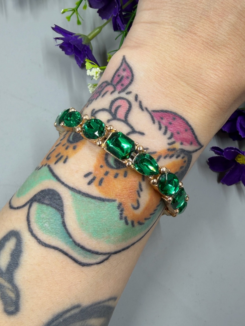 Vintage Y2K Genuine Crystal Stretchy Construction Bracelet